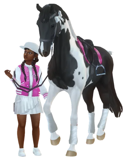Pink Girls Squad rider and horse in the club look