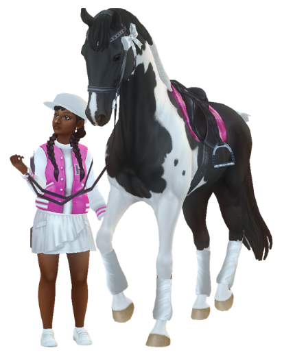 Pink Girls Squad rider and horse in the club look